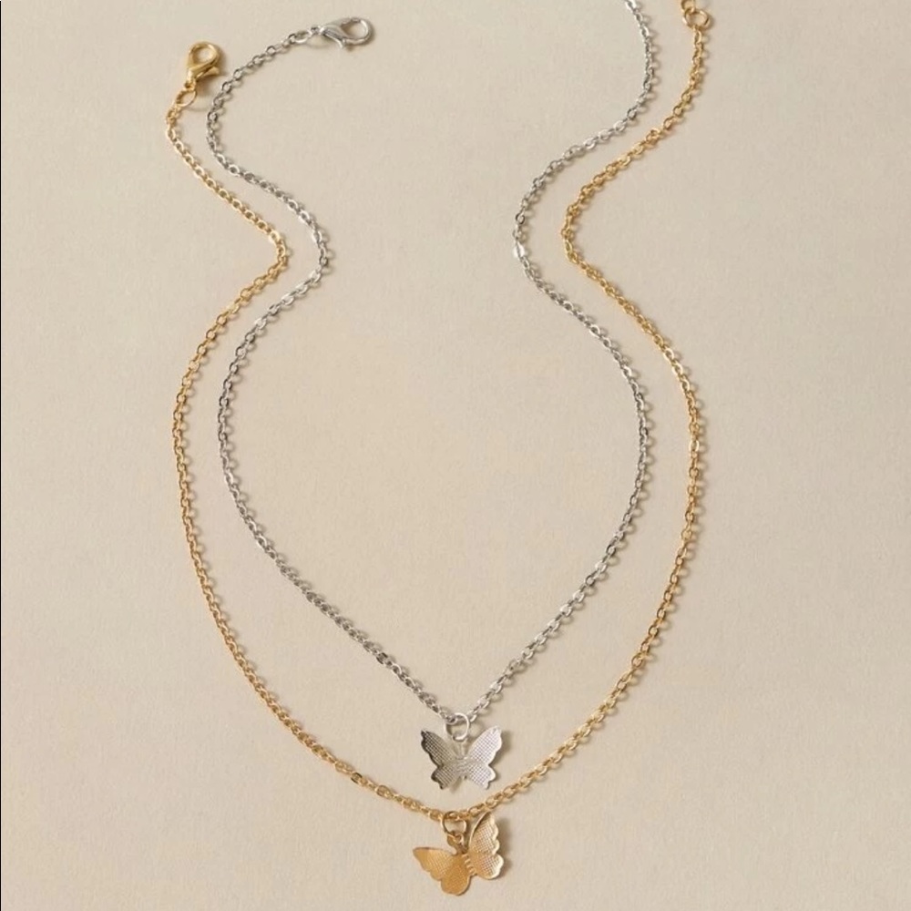 2 Pc. Butterfly Charm Necklaces - Picture 2 of 4